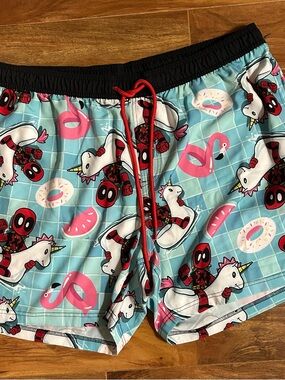 Marvel Black Waistband Swim Shorts with Light Blue Liner
